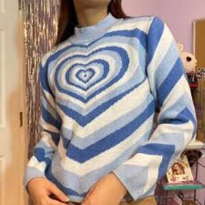 &merci heart wave valentines love pullover Sweater size S